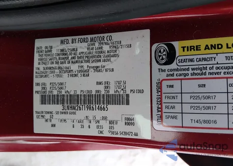 2009 Lincoln Mkz from USA, damaged, VIN 3LNHM26T19R614665